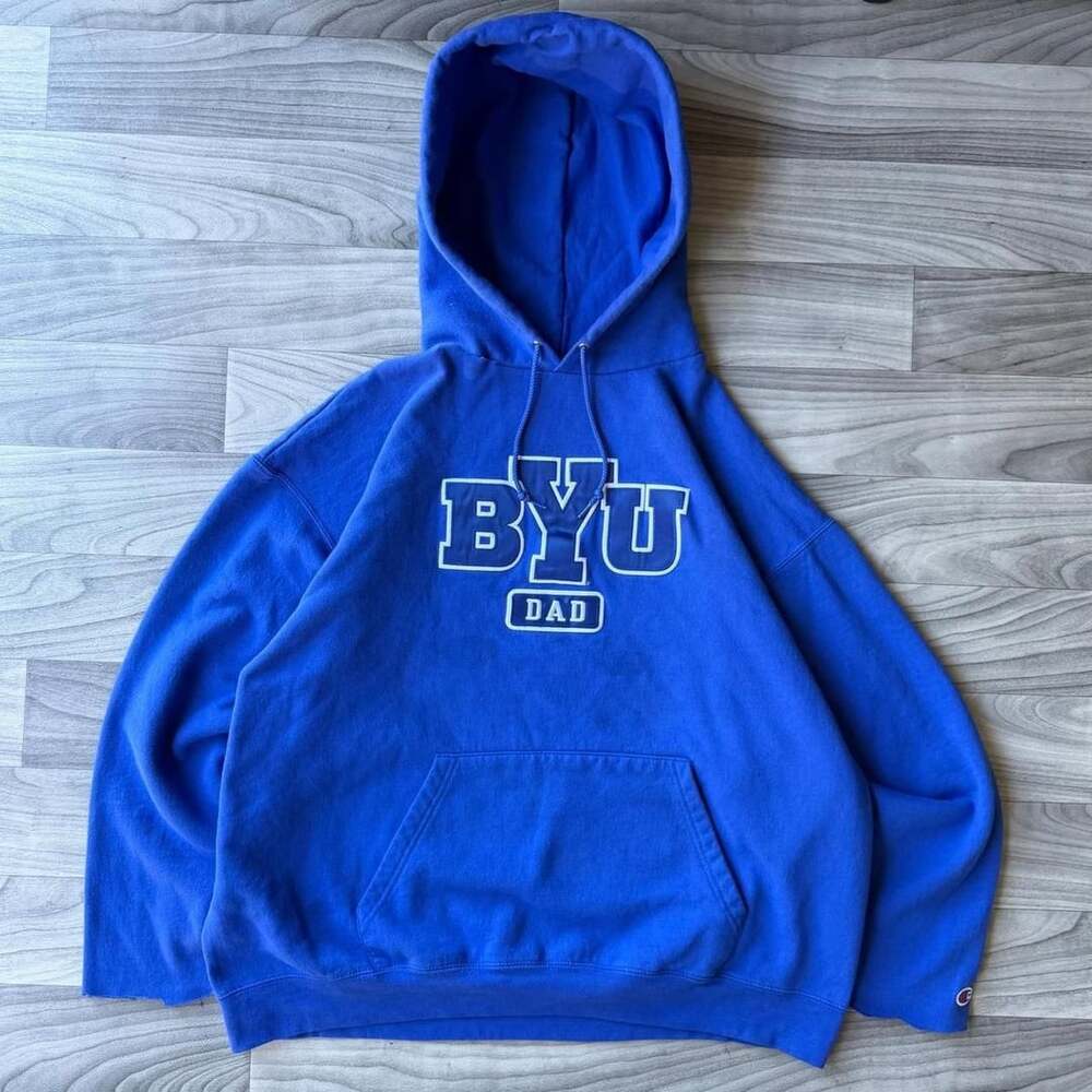 Champion BYU Dad Hoodie Size XL Blue Collegiate Sweatshirt